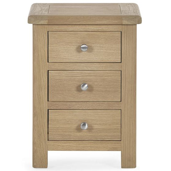 Memphis Wooden Bedside Cabinet With 3 Drawers In Limed Oak