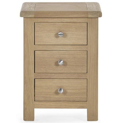 Memphis Wooden Bedside Cabinet With 3 Drawers In Limed Oak