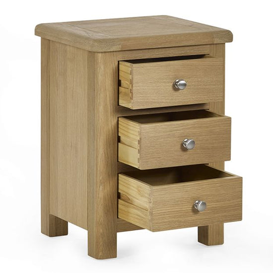 Memphis Wooden Bedside Cabinet With 3 Drawers In Limed Oak