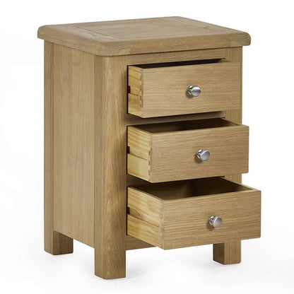 Memphis Wooden Bedside Cabinet With 3 Drawers In Limed Oak