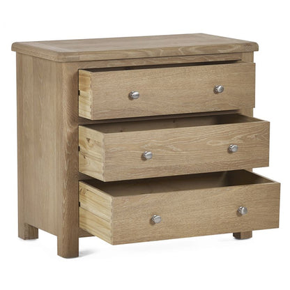 Memphis Wooden Chest Of 3 Drawers In Limed Oak