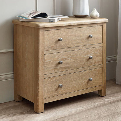 Memphis Wooden Chest Of 3 Drawers In Limed Oak