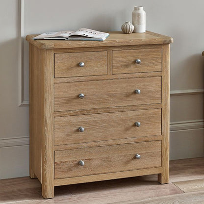 Memphis Wooden Chest Of 5 Drawers In Limed Oak
