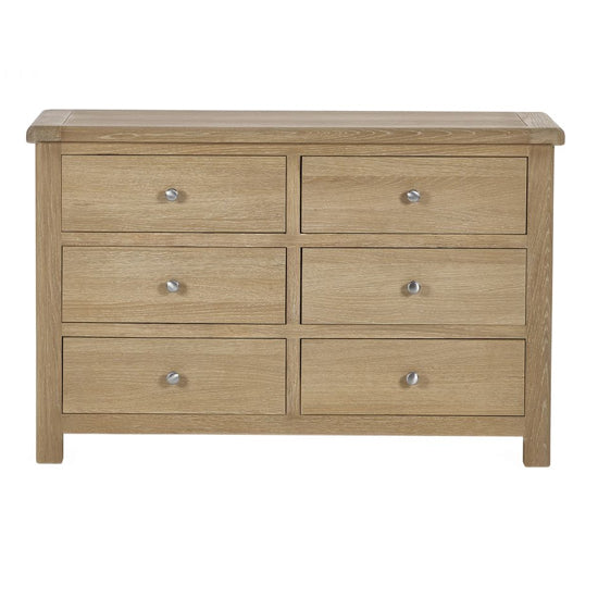 Memphis Wooden Chest Of 6 Drawers Wide In Limed Oak