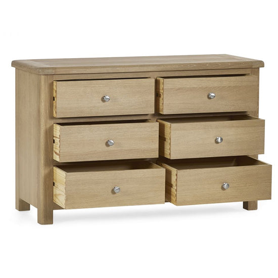 Memphis Wooden Chest Of 6 Drawers Wide In Limed Oak