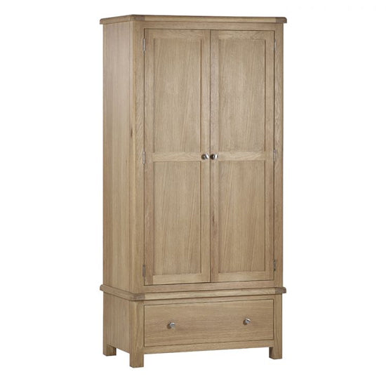Memphis Wooden Wardrobe With 2 Doors 1 Drawer In Limed Oak