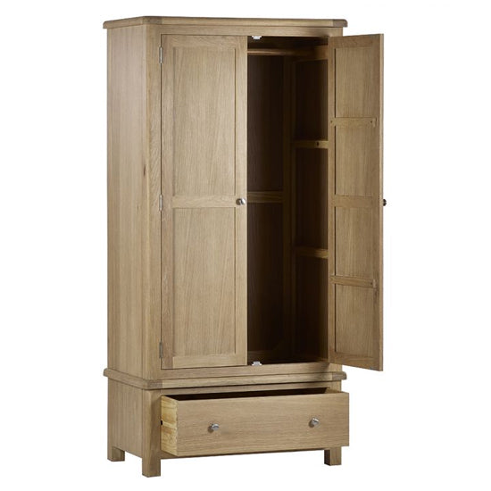 Memphis Wooden Wardrobe With 2 Doors 1 Drawer In Limed Oak