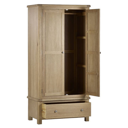 Memphis Wooden Wardrobe With 2 Doors 1 Drawer In Limed Oak