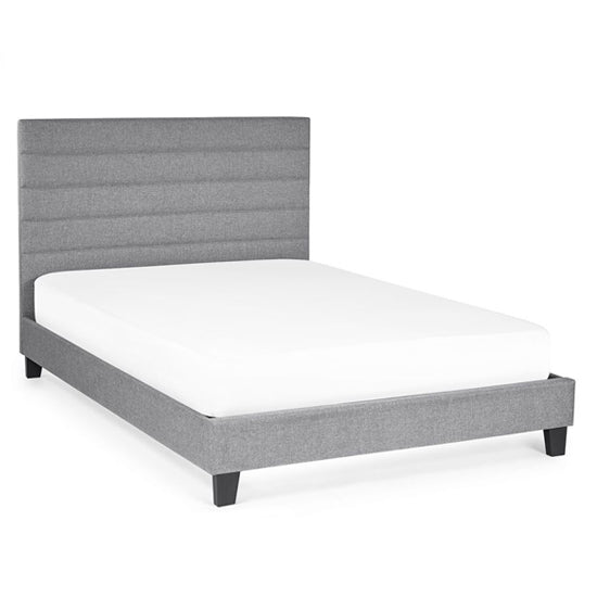 Merida Linen Fabric Double Bed In Grey
