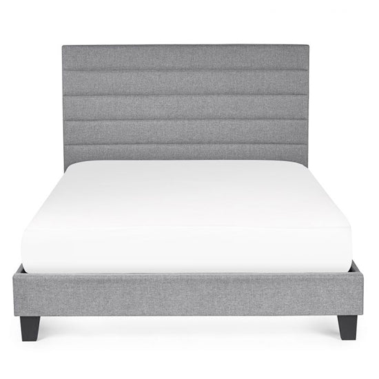 Merida Linen Fabric Double Bed In Grey