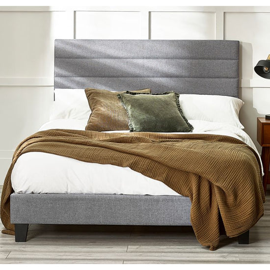Merida Linen Fabric King Size Bed In Grey
