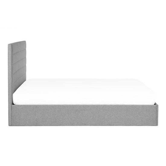 Merida Linen Fabric Lift-Up Storage Double Bed In Grey