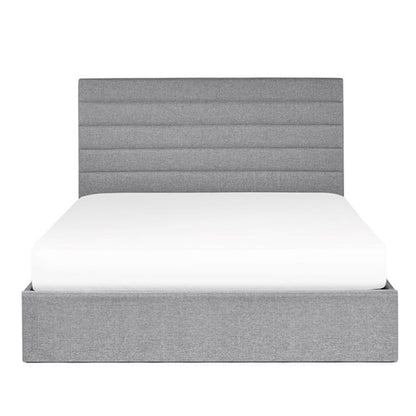 Merida Linen Fabric Lift-Up Storage Double Bed In Grey