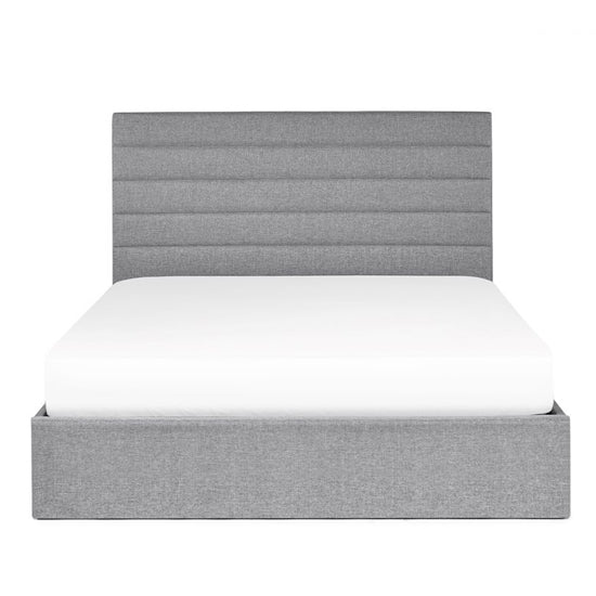 Merida Linen Fabric Lift-Up Storage Double Bed In Grey
