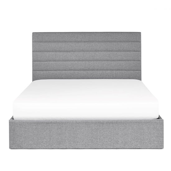 Merida Linen Fabric Lift-Up Storage King Size Bed In Grey