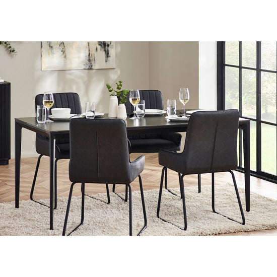 Miami Rectangular Sintered Stone Dining Table In Slate Grey