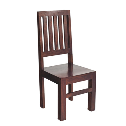 Toko Dark Mahogany Solid Mango Wood Slat Back Dining Chairs In Pair