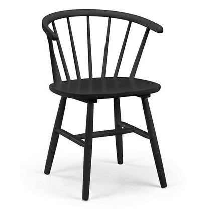 Modena Curved Back Black Wooden Dining Chairs In Pair