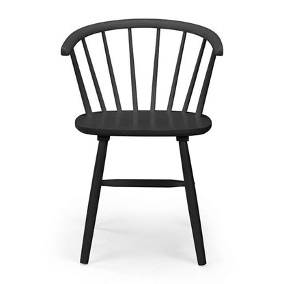 Modena Curved Back Black Wooden Dining Chairs In Pair