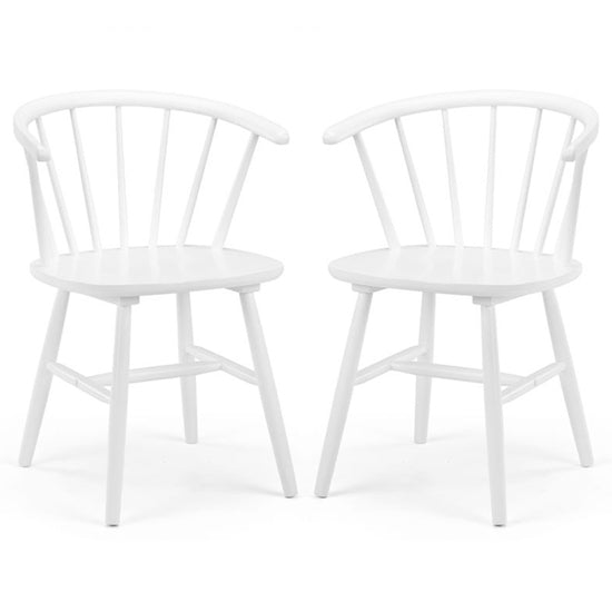 Modena Curved Back White Wooden Dining Chairs In Pair