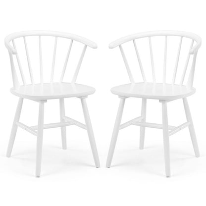 Modena Curved Back White Wooden Dining Chairs In Pair
