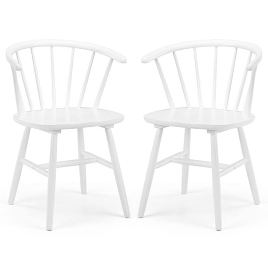 Modena Curved Back White Wooden Dining Chairs In Pair