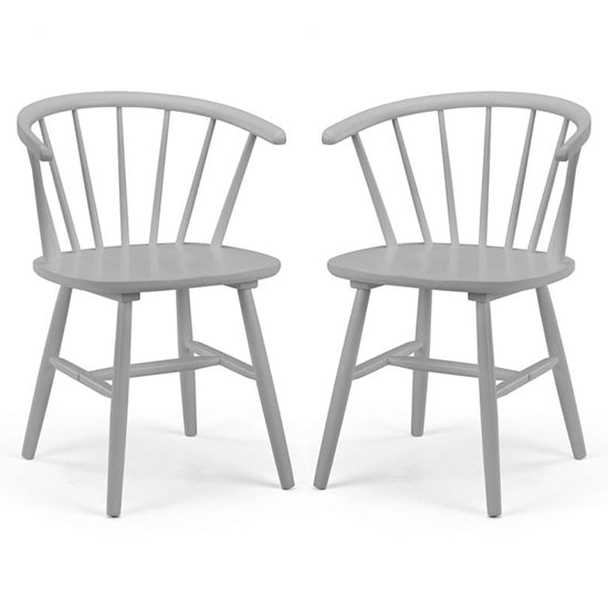 Modena Curved Back Grey Wooden Dining Chairs In Pair