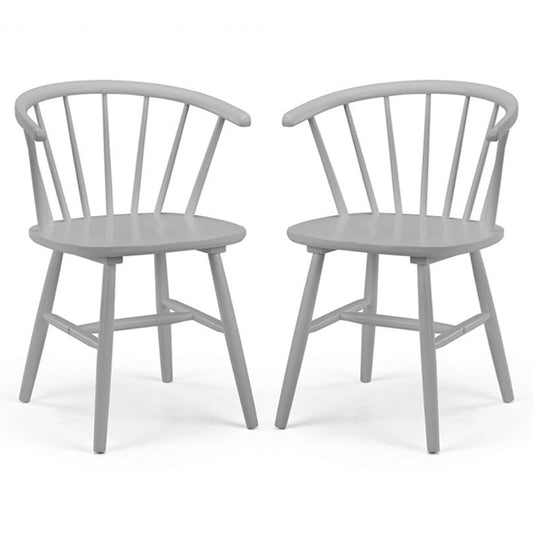 Modena Curved Back Grey Wooden Dining Chairs In Pair
