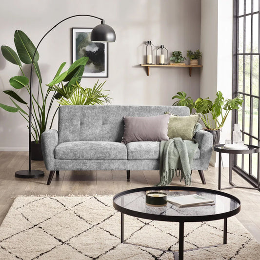 Monza Contract Standard Fabric 3 Seater Sofa In Dove Grey