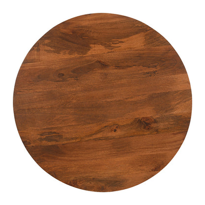 Slatted Mango Wood Round Coffee Table In Walnut