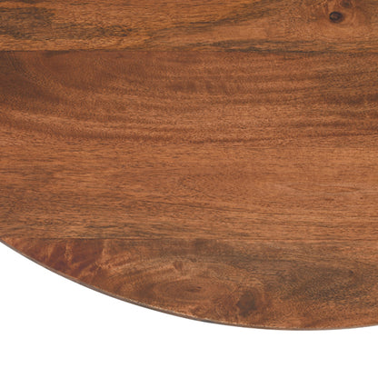Slatted Mango Wood Round Coffee Table In Walnut