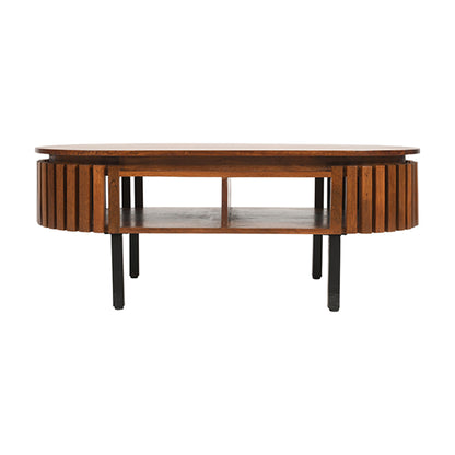 Slatted Mango Wood Rectangular Coffee Table In Walnut