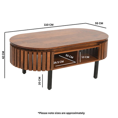 Slatted Mango Wood Rectangular Coffee Table In Walnut