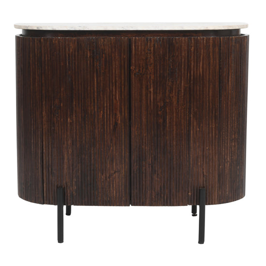 Opal White Marble Top And Mango Wood Sideboard In Dark Mahogany