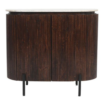 Opal White Marble Top And Mango Wood Sideboard In Dark Mahogany