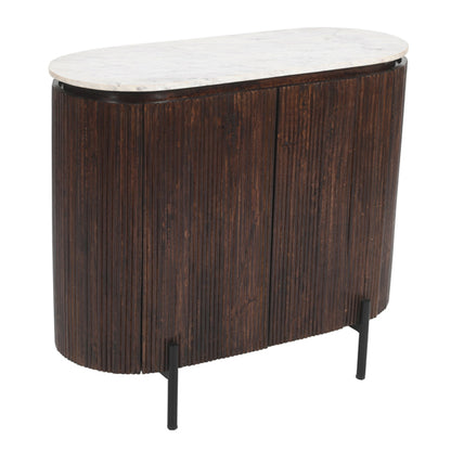 Opal White Marble Top And Mango Wood Sideboard In Dark Mahogany