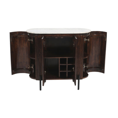 Opal White Marble Top And Mango Wood Sideboard In Dark Mahogany