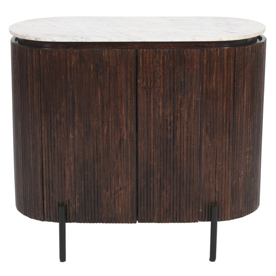 Opal White Marble Top And Mango Wood Sideboard In Dark Mahogany