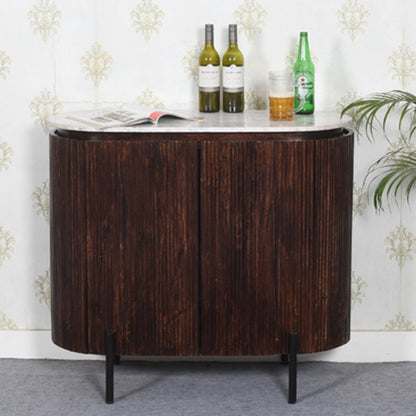 Opal White Marble Top And Mango Wood Sideboard In Dark Mahogany