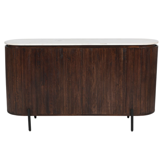 Opal White Marble Top And Mango Wood Sideboard In Dark Mahogany