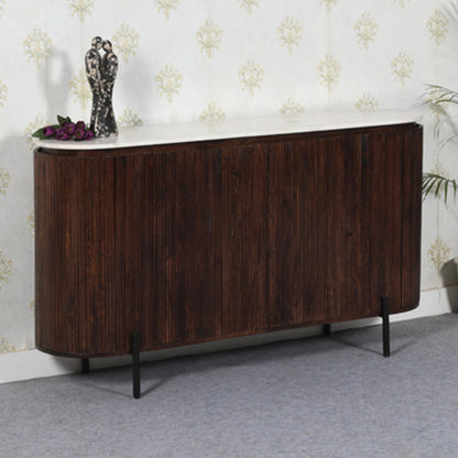 Opal White Marble Top And Mango Wood Sideboard In Dark Mahogany