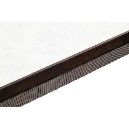 Opal White Marble Top And Mango Wood Large TV Stand In Dark Mahogany