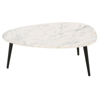 Opal Marble Top Coffee Table Triangle In White With Black Metal Legs