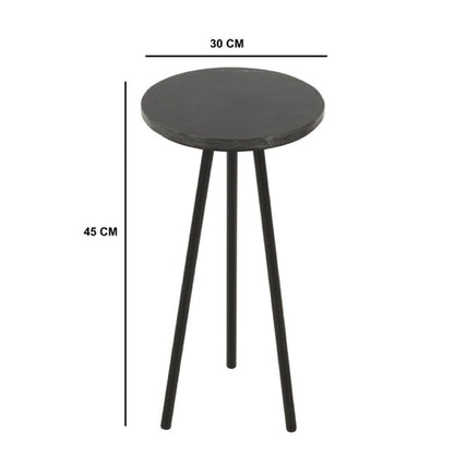 Opal Marble Top Side Table With Black With Black Metal Legs