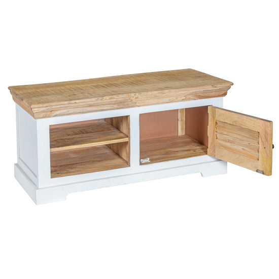 Alfie Solid Mango Wood TV Stand With 1 Door In Oak