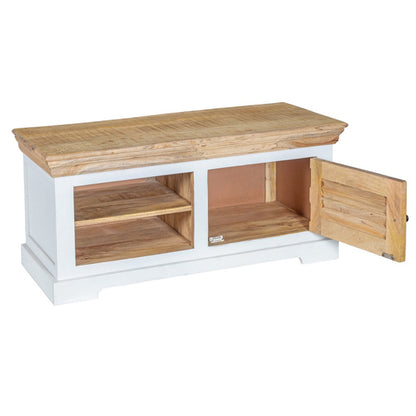Alfie Solid Mango Wood TV Stand With 1 Door In Oak