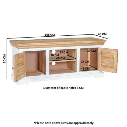 Alfie Solid Mango Wood TV Stand With 2 Doors In Oak