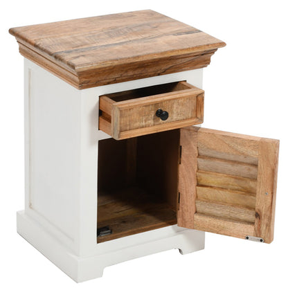 Alfie Solid Mango Wood Bedside Cabinet With 1 Door And 1 Darwer In Oak