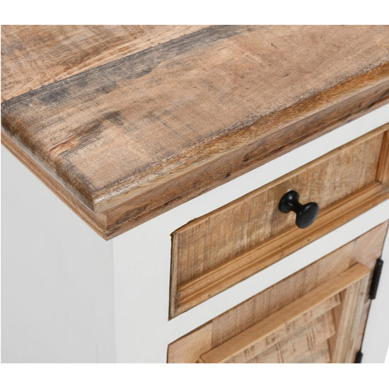 Alfie Solid Mango Wood Bedside Cabinet With 1 Door And 1 Darwer In Oak