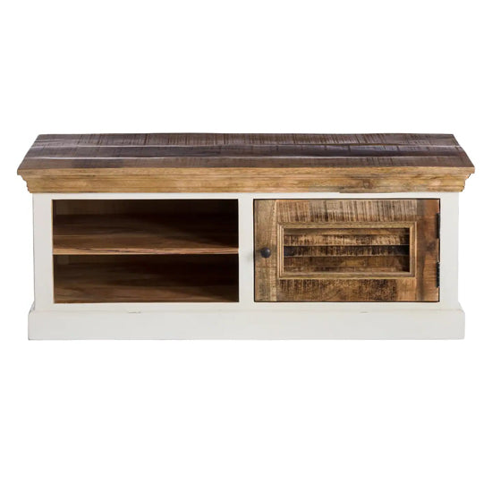 Alfie Solid Mango Wood Shoe Rack In Oak